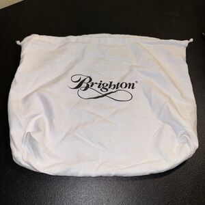 Brighton Dust Bag 14 X 17 White Black Brighton Logo Soft Flannel Fabric Drawstr